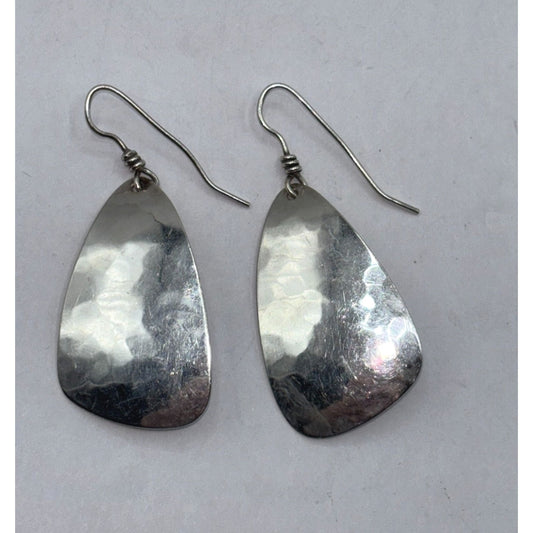 Sterling Silver Hammered Drop Earrings By MW