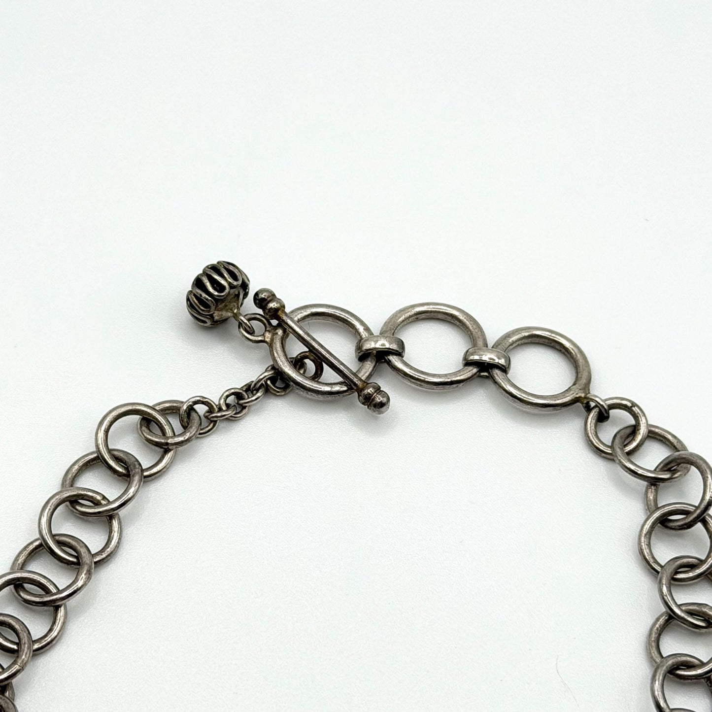 925 Sterling Silver Necklace With Green And Amber Stones Large Pendant