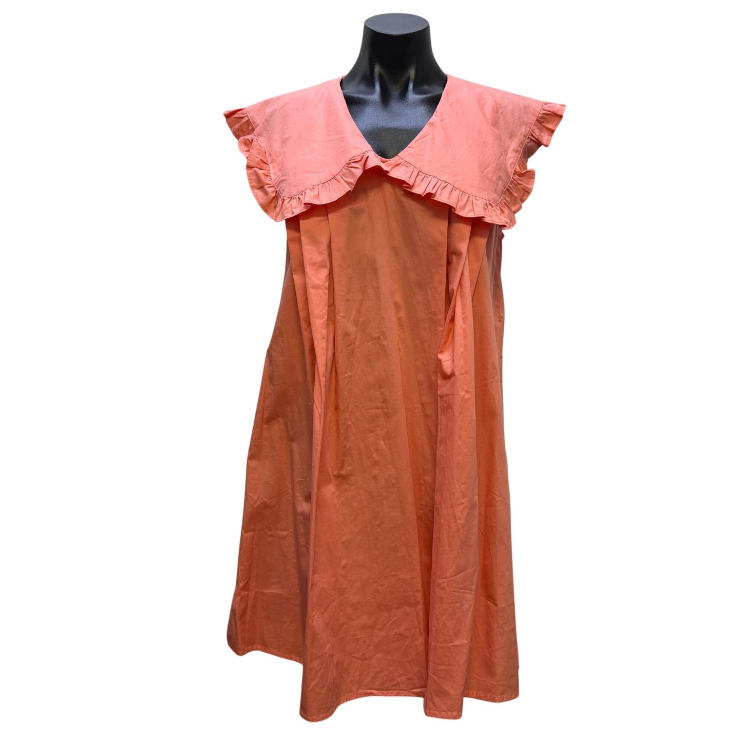 NWT English Factory Wide Collar Coral Mini Dress With Ruffled Trim S
