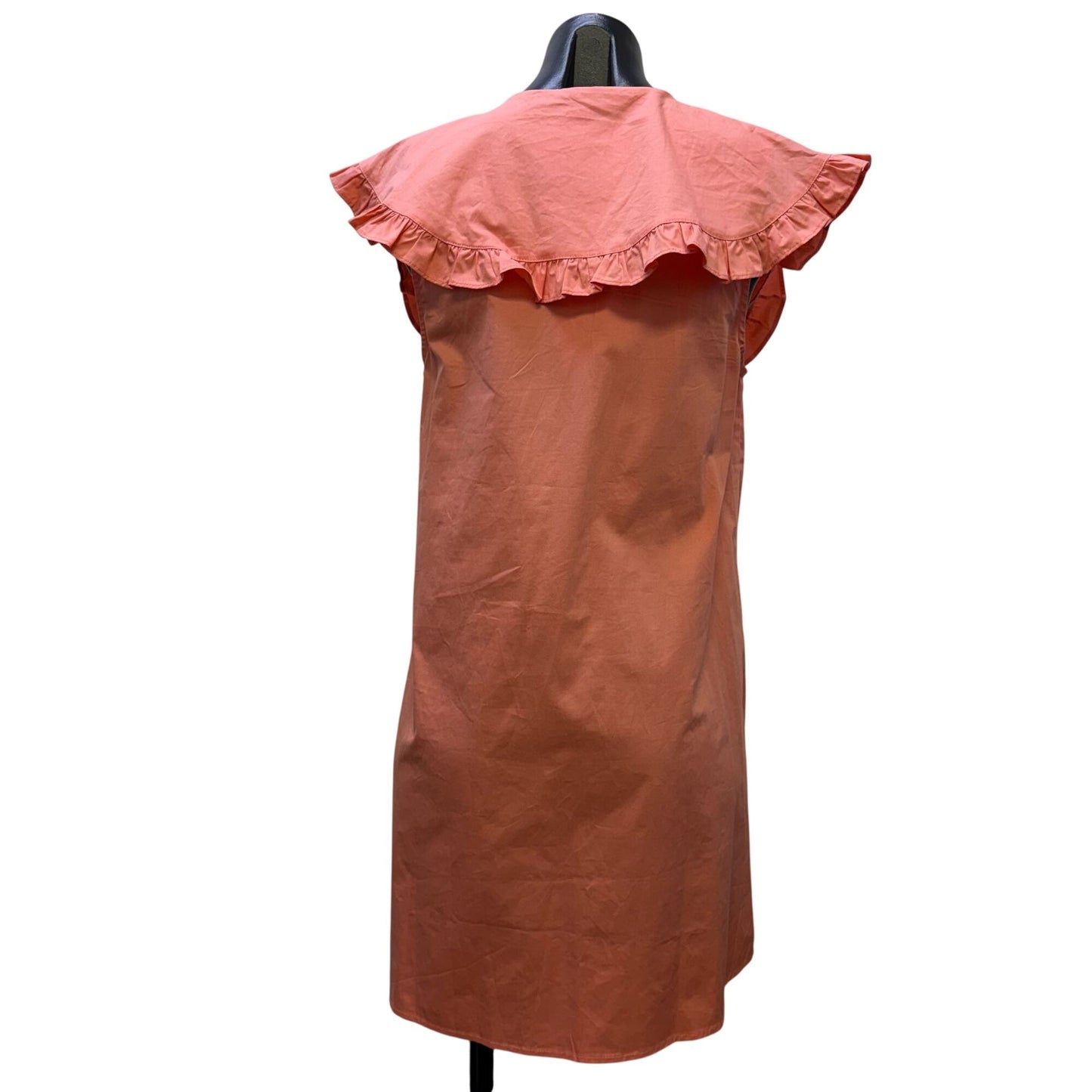 NWT English Factory Wide Collar Coral Mini Dress With Ruffled Trim S