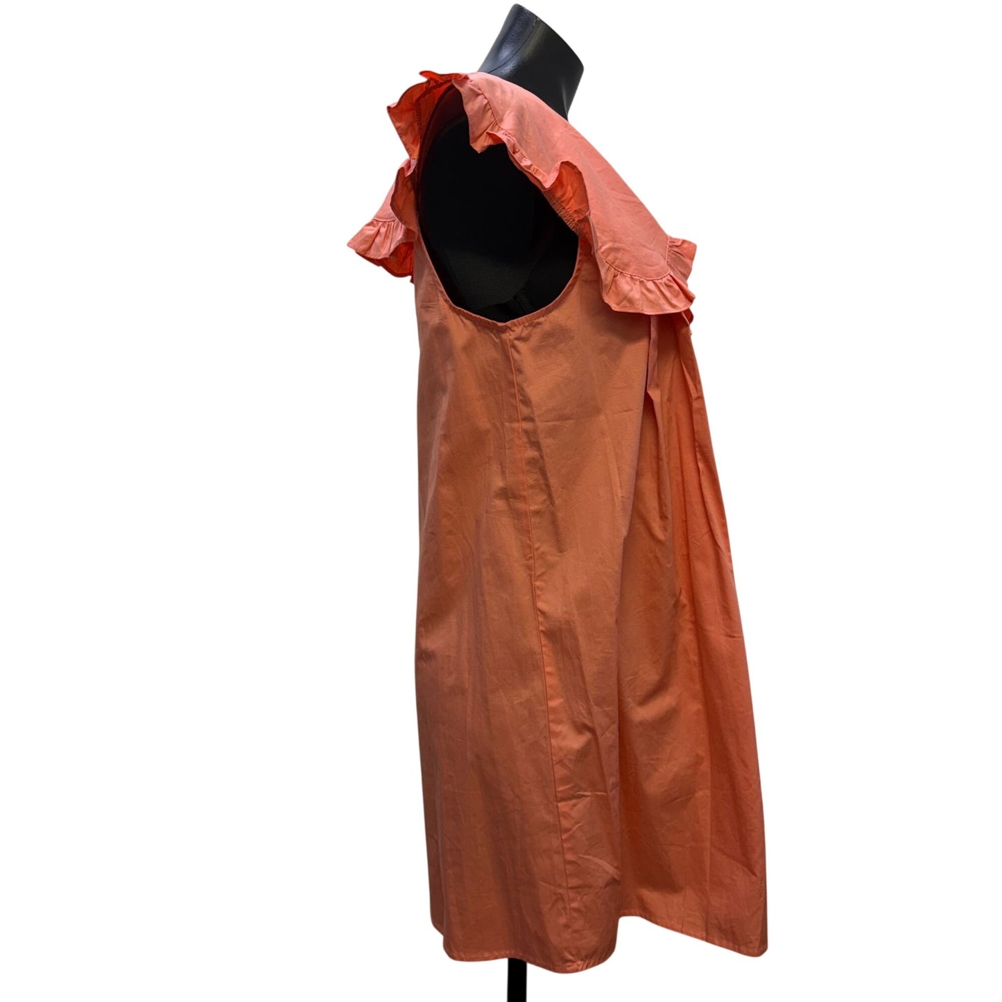NWT English Factory Wide Collar Coral Mini Dress With Ruffled Trim S