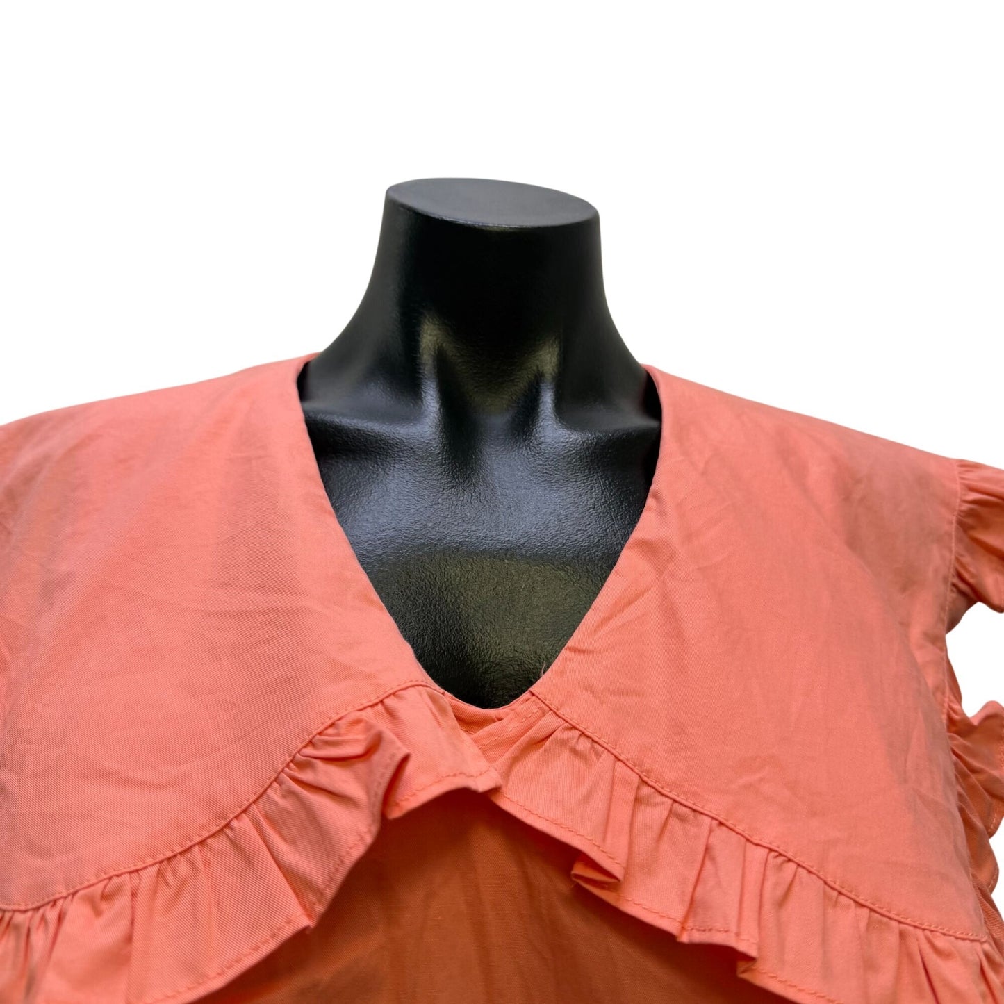 NWT English Factory Wide Collar Coral Mini Dress With Ruffled Trim S