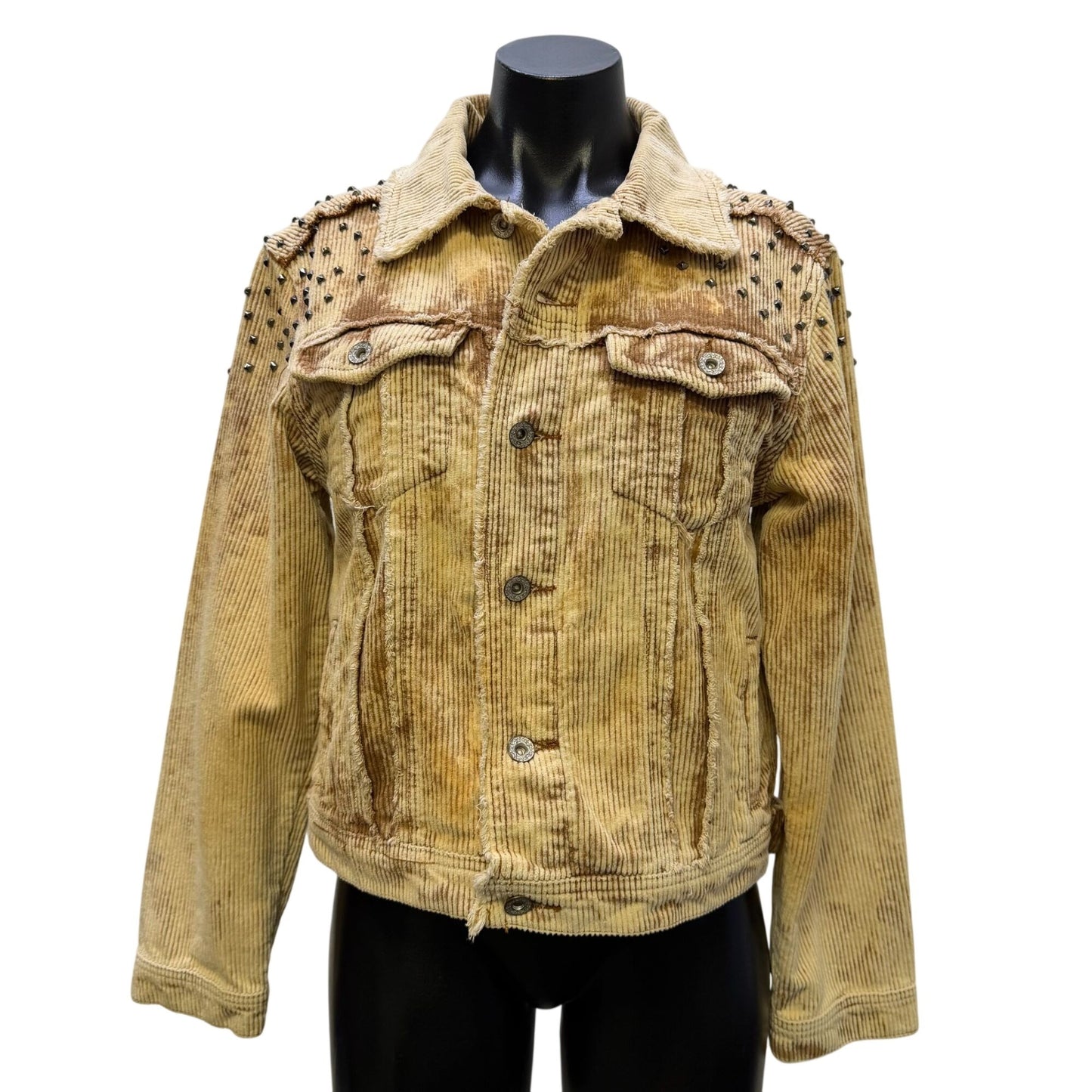 Pol Cream Corduroy Jacket With Studded Details Button Front M