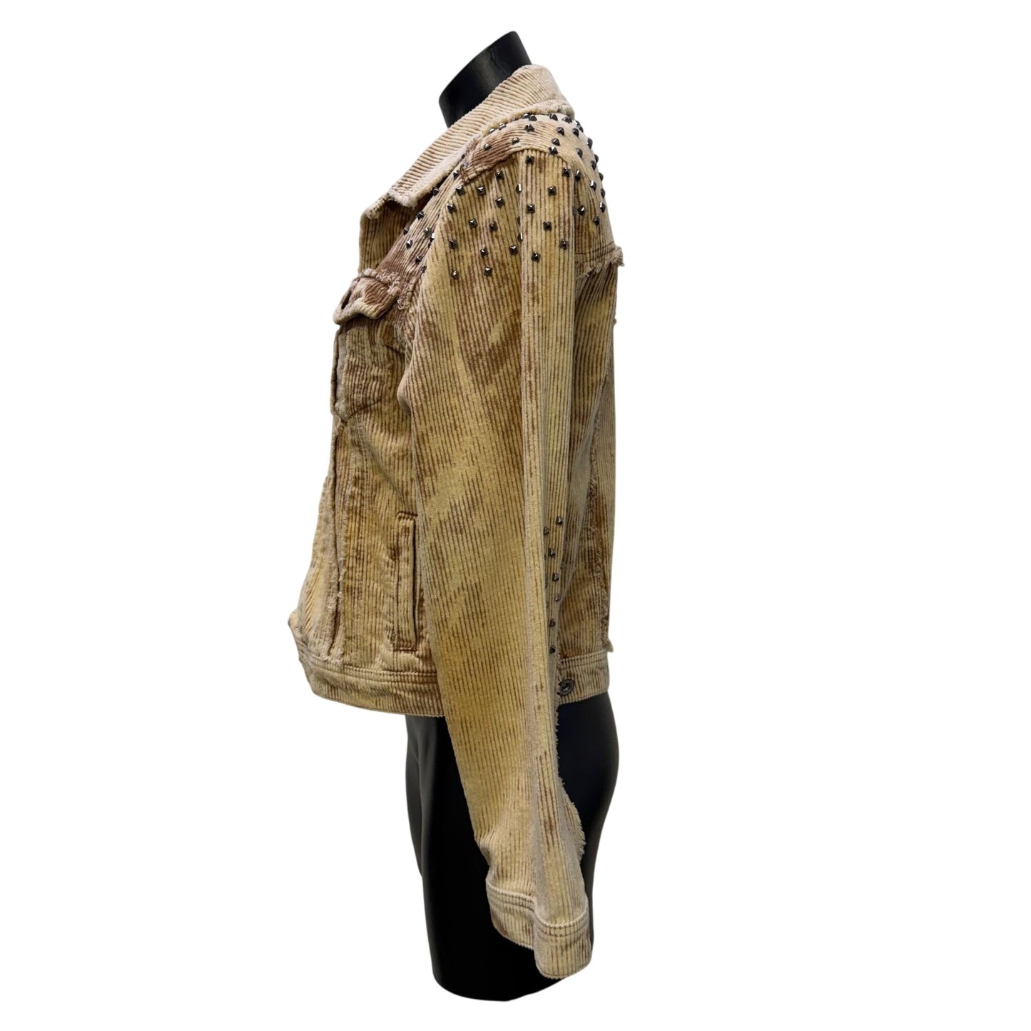 Pol Cream Corduroy Jacket With Studded Details Button Front M