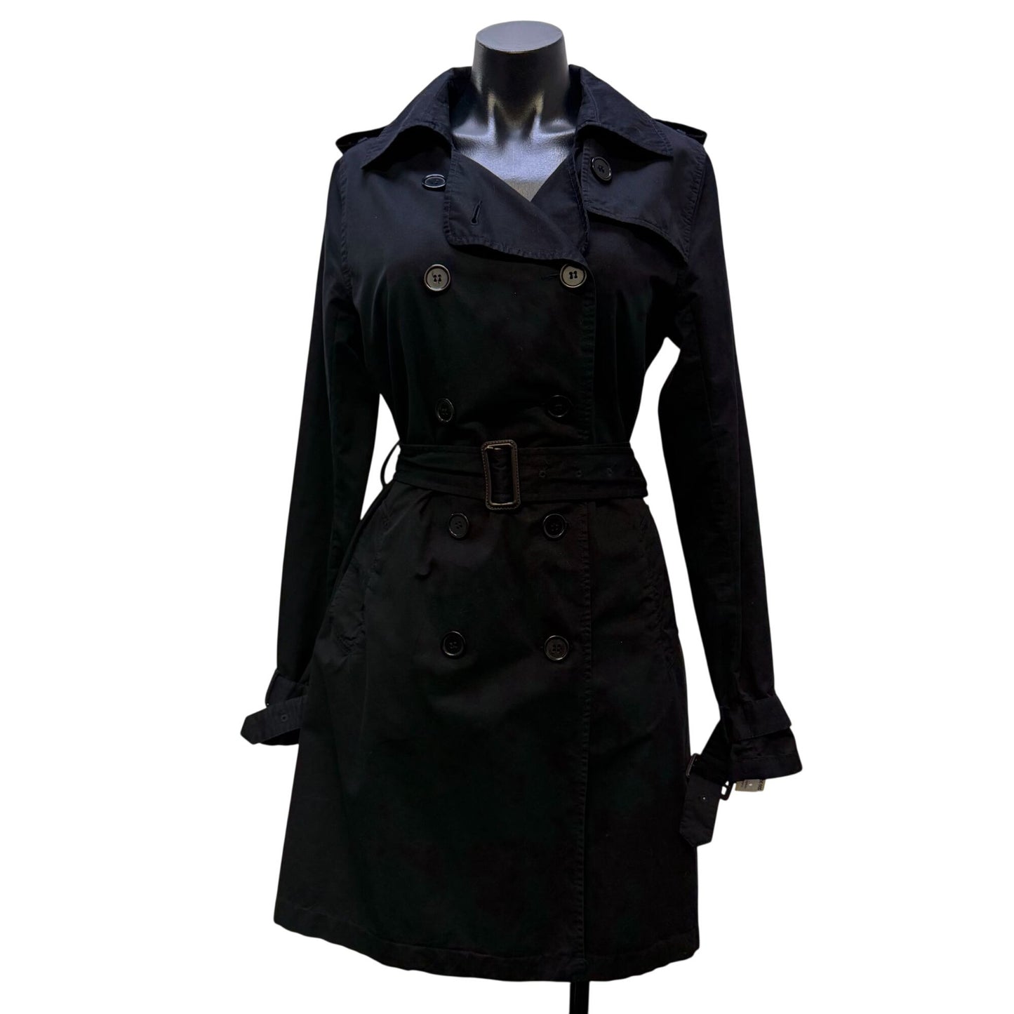 JWLA Black Double Breasted Trench Coat With Belted Waist  S