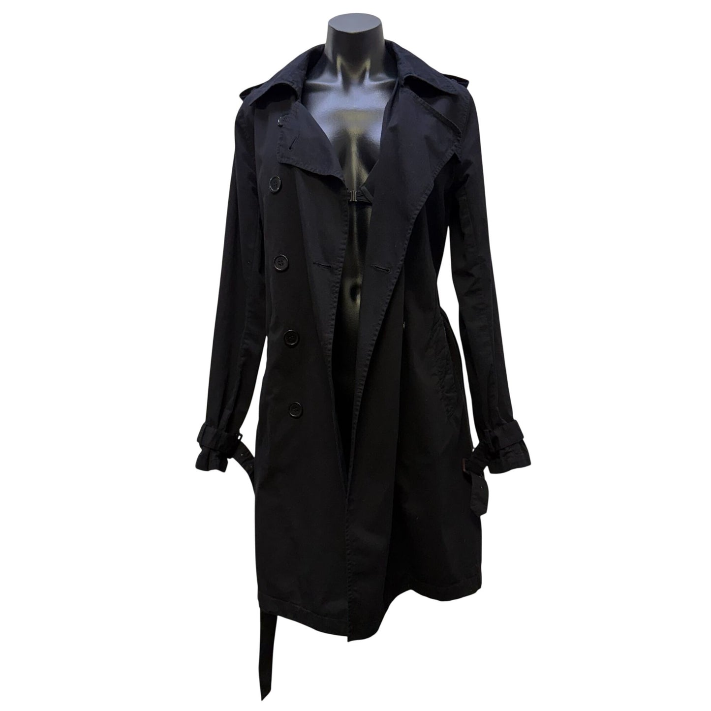 JWLA Black Double Breasted Trench Coat With Belted Waist  S