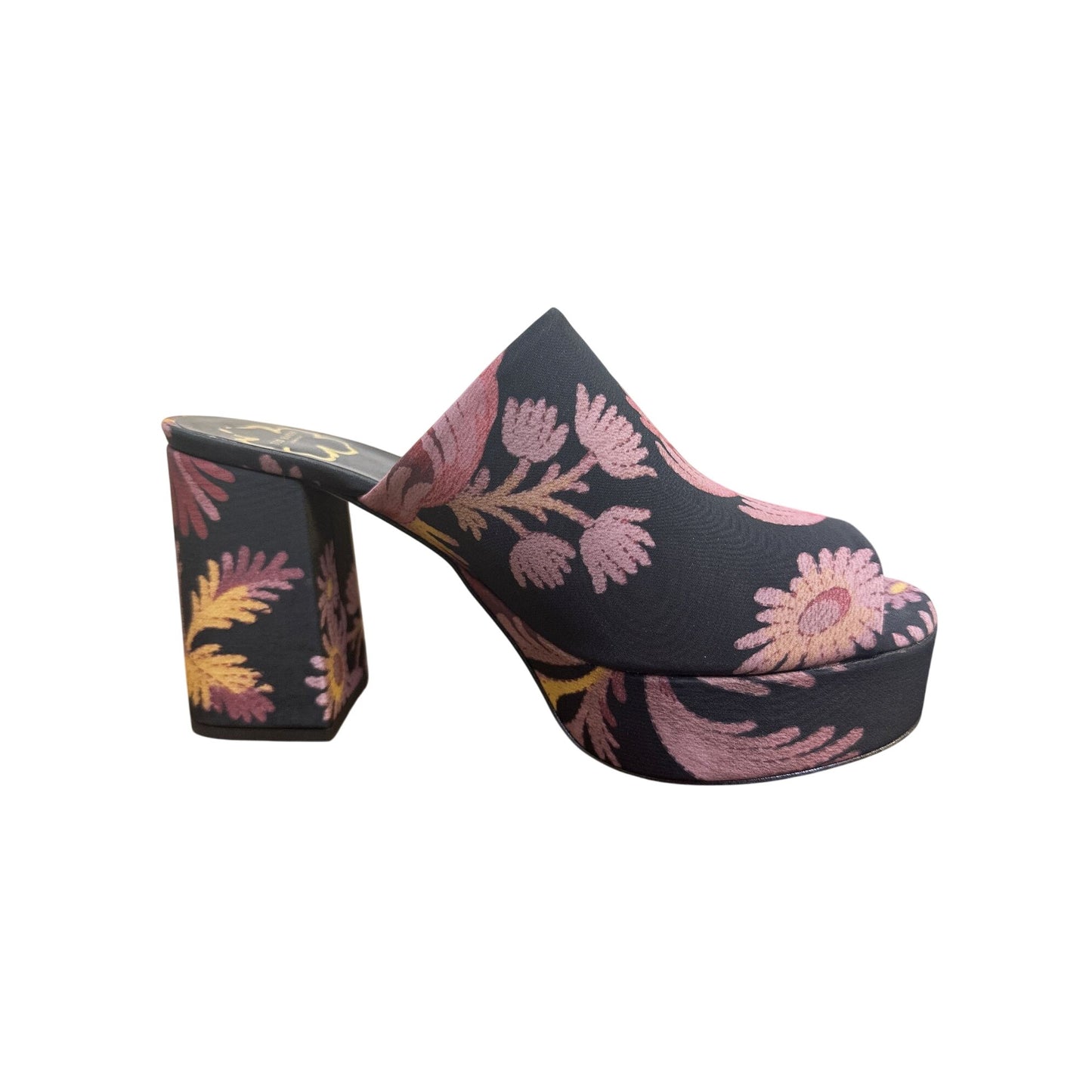 Ted Baker Floral Platform Heeled Mules Black/Pink Size 7.5