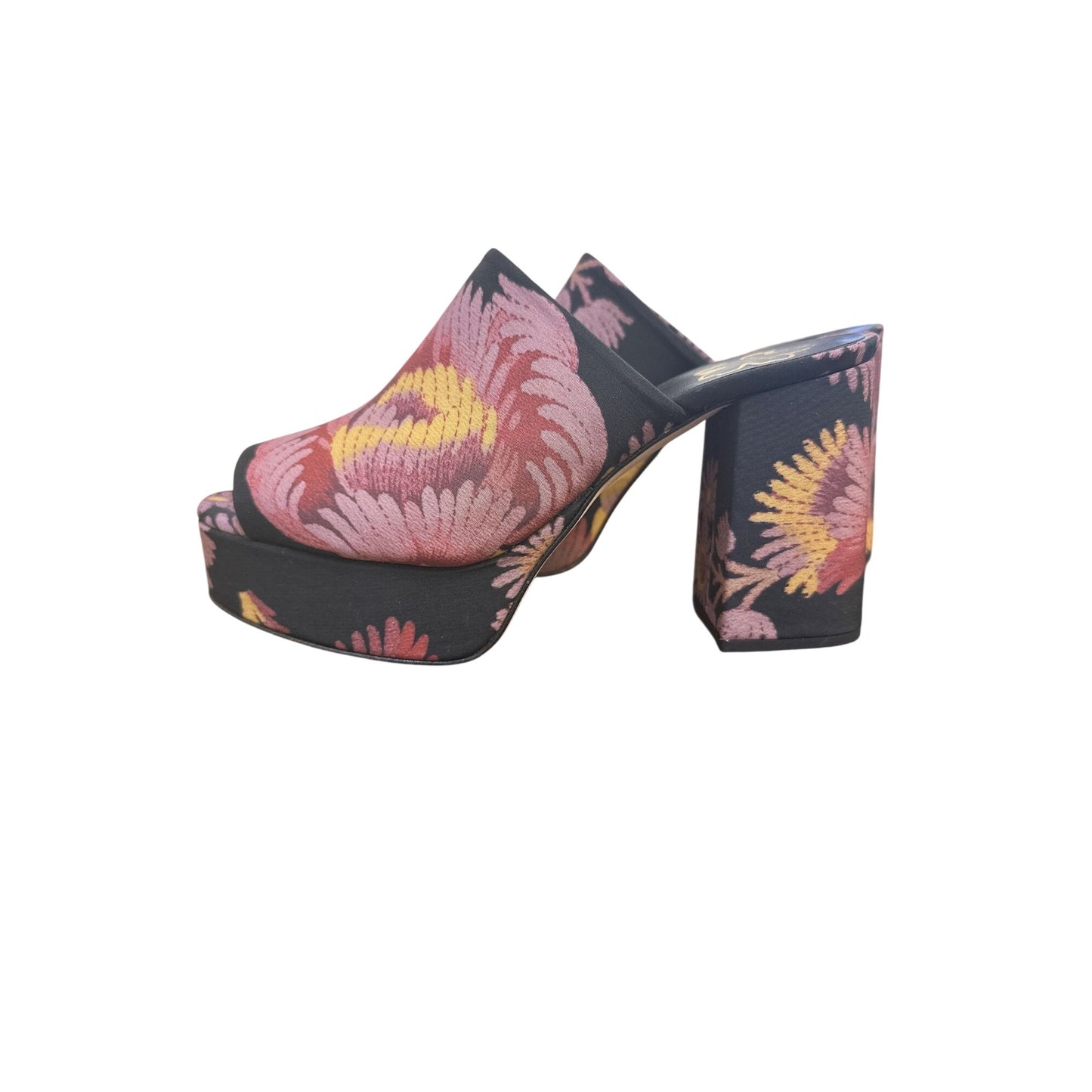 Ted Baker Floral Platform Heeled Mules Black/Pink Size 7.5