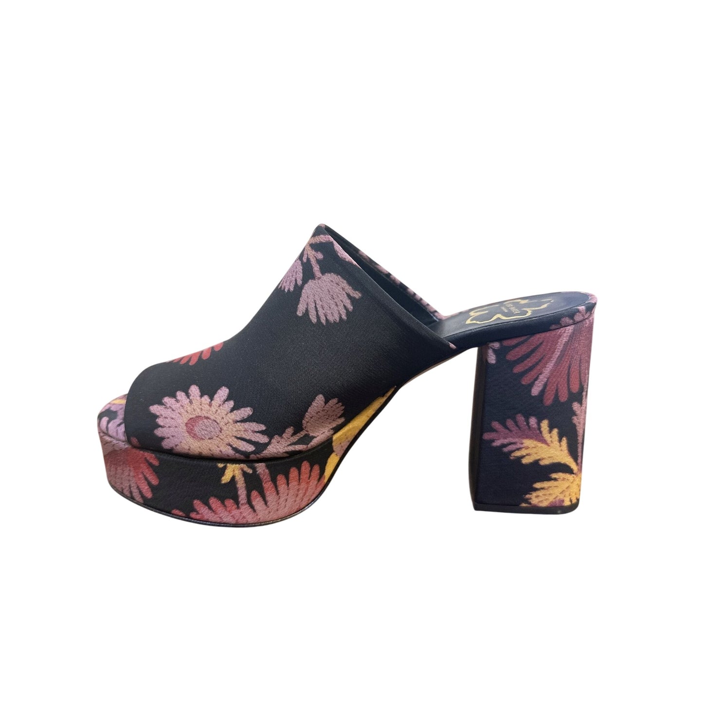 Ted Baker Floral Platform Heeled Mules Black/Pink Size 7.5