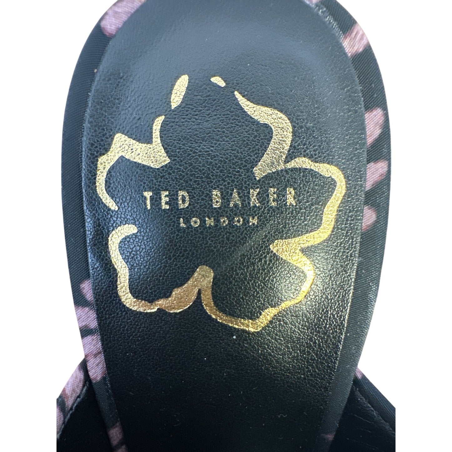 Ted Baker Floral Platform Heeled Mules Black/Pink Size 7.5