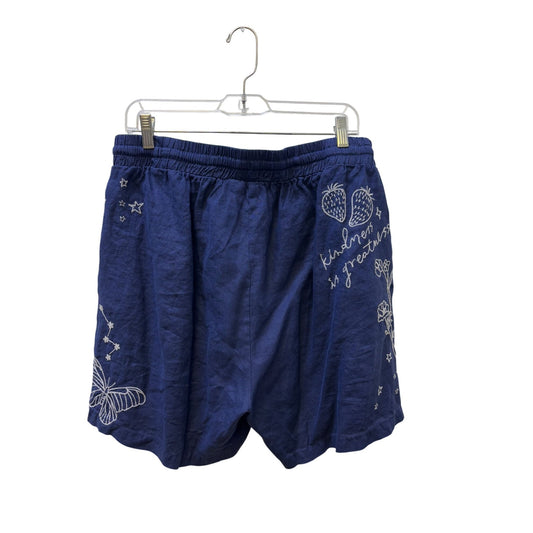 Johnny Was Los Angeles Embroidered Linen Shorts Navy L