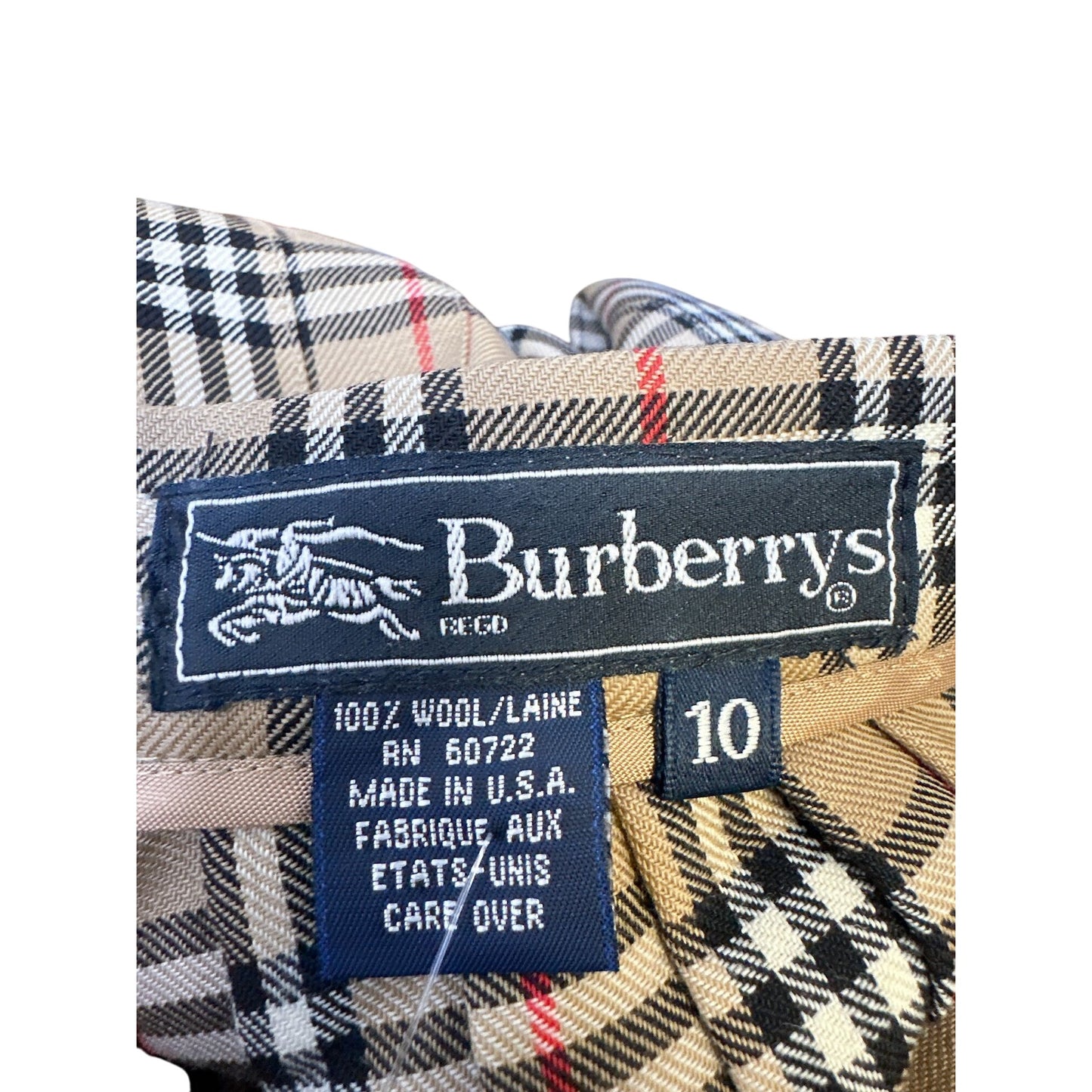 Burberrys Vintage Tan Signature Plaid Wool Kilt Skirt Size 10