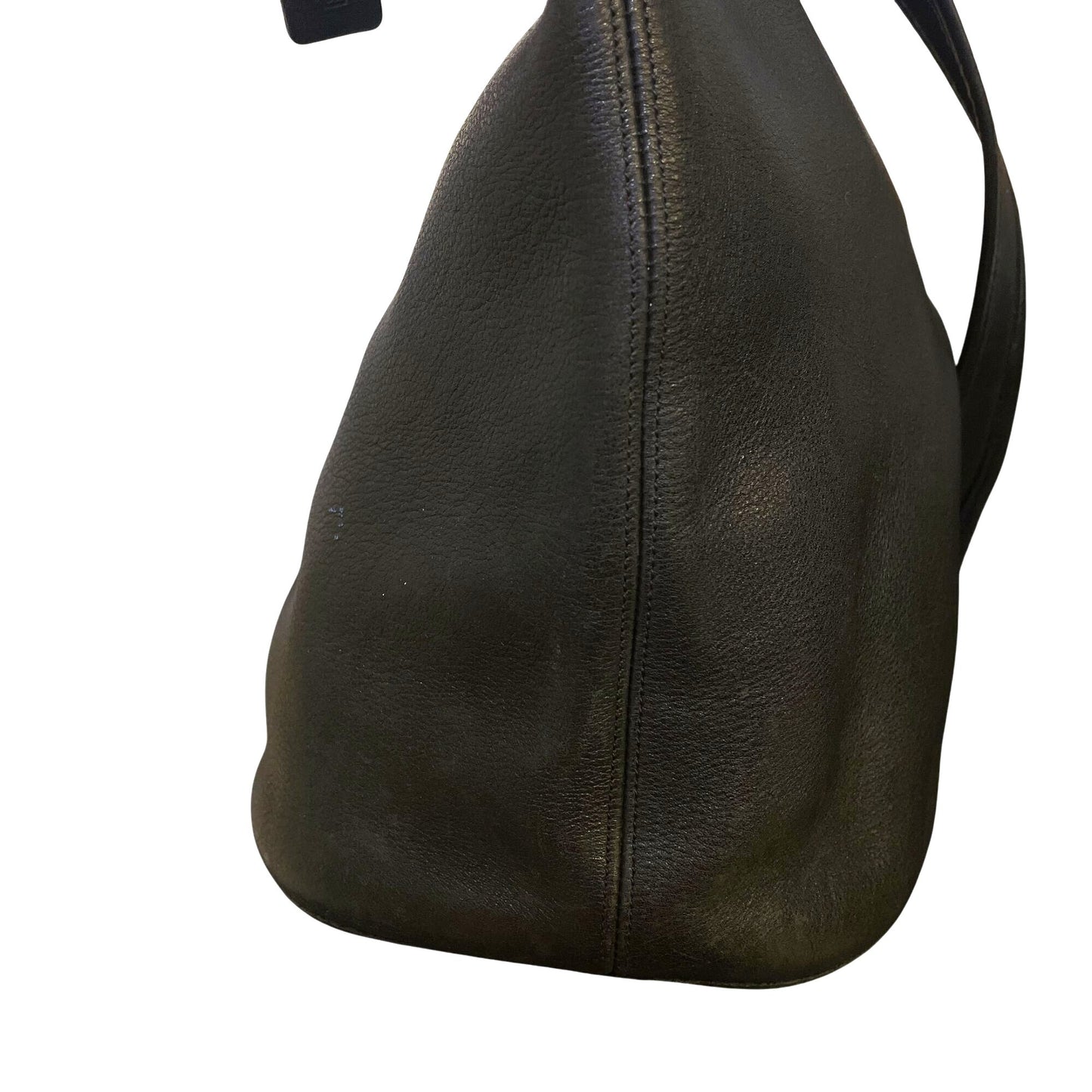 Vintage Coach Black Leather Hobo Bag With Adjustable Strap & Brass Hardware