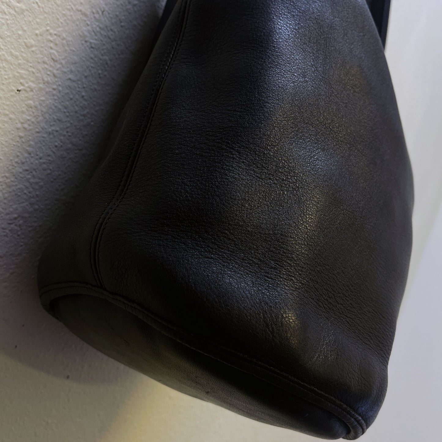 Vintage Coach Black Leather Hobo Bag With Adjustable Strap & Brass Hardware
