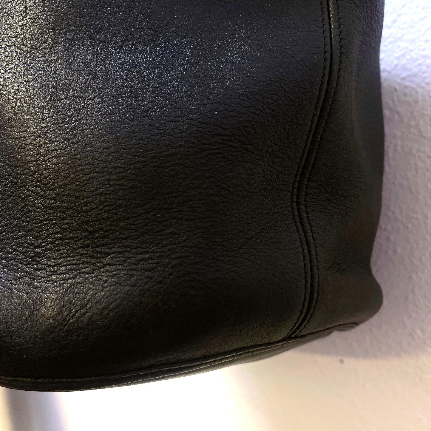 Vintage Coach Black Leather Hobo Bag With Adjustable Strap & Brass Hardware