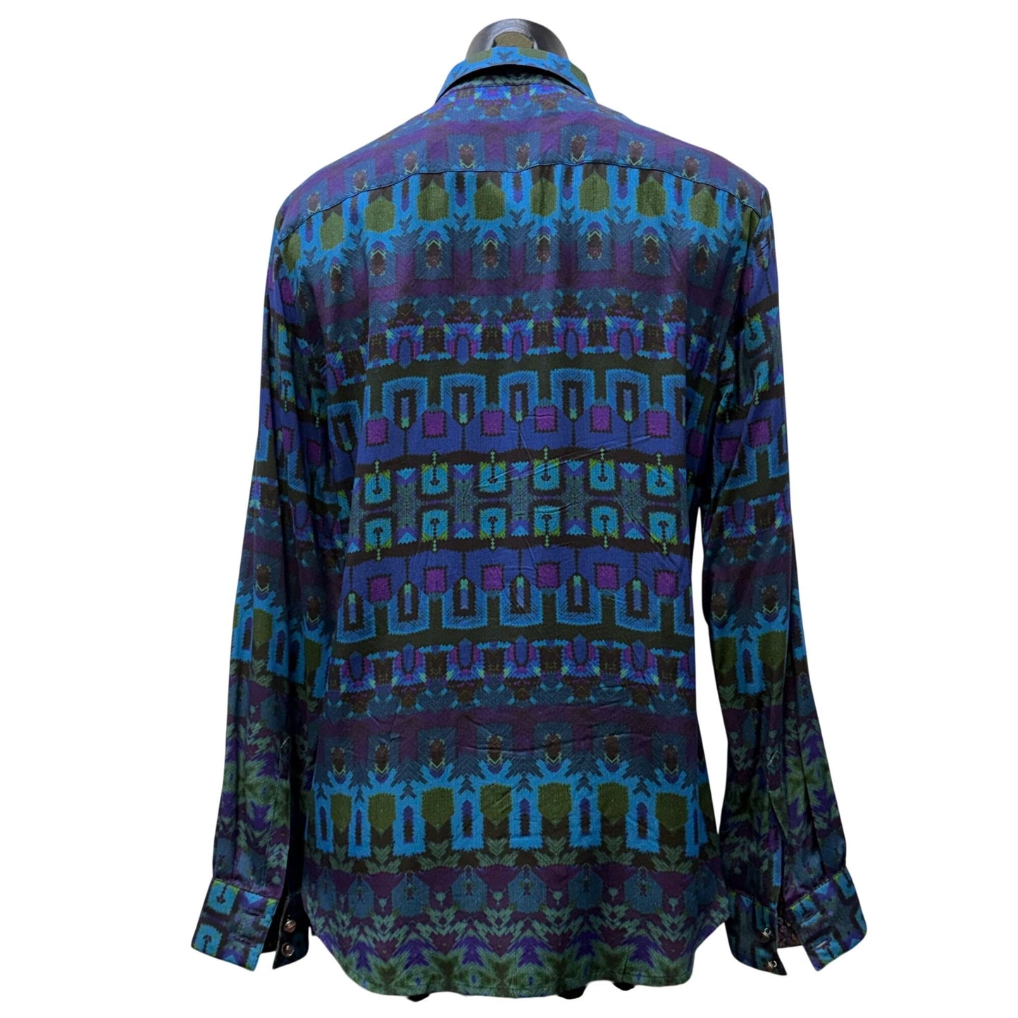 Robert Graham Limited Edition Multicolor Floral & Geometric Print Button-Up Blouse L