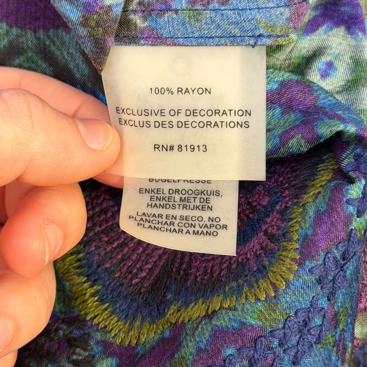 Robert Graham Limited Edition Multicolor Floral & Geometric Print Button-Up Blouse L