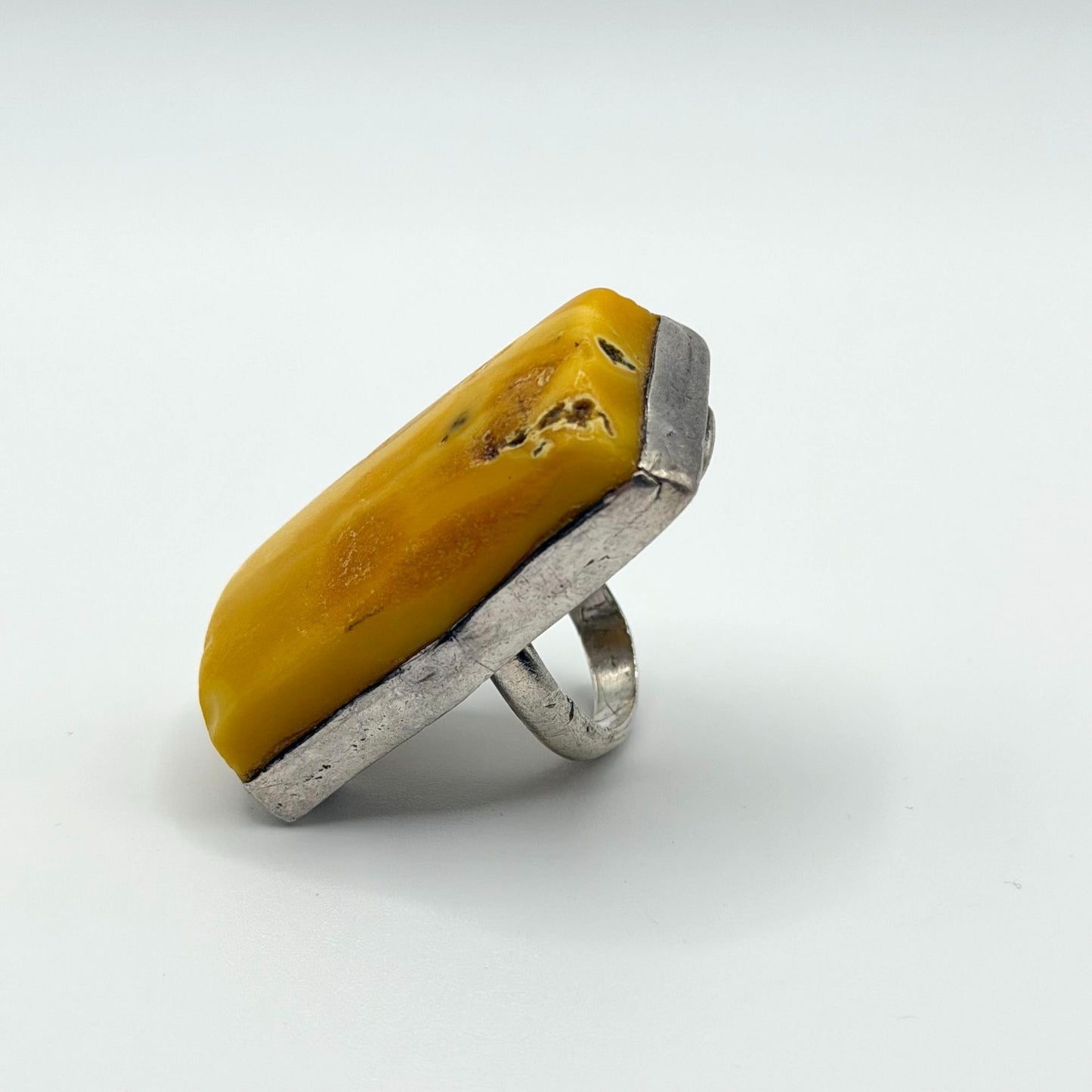 Vintage Poland Butterscotch Egg Yoke Amber Ring Size 4.5