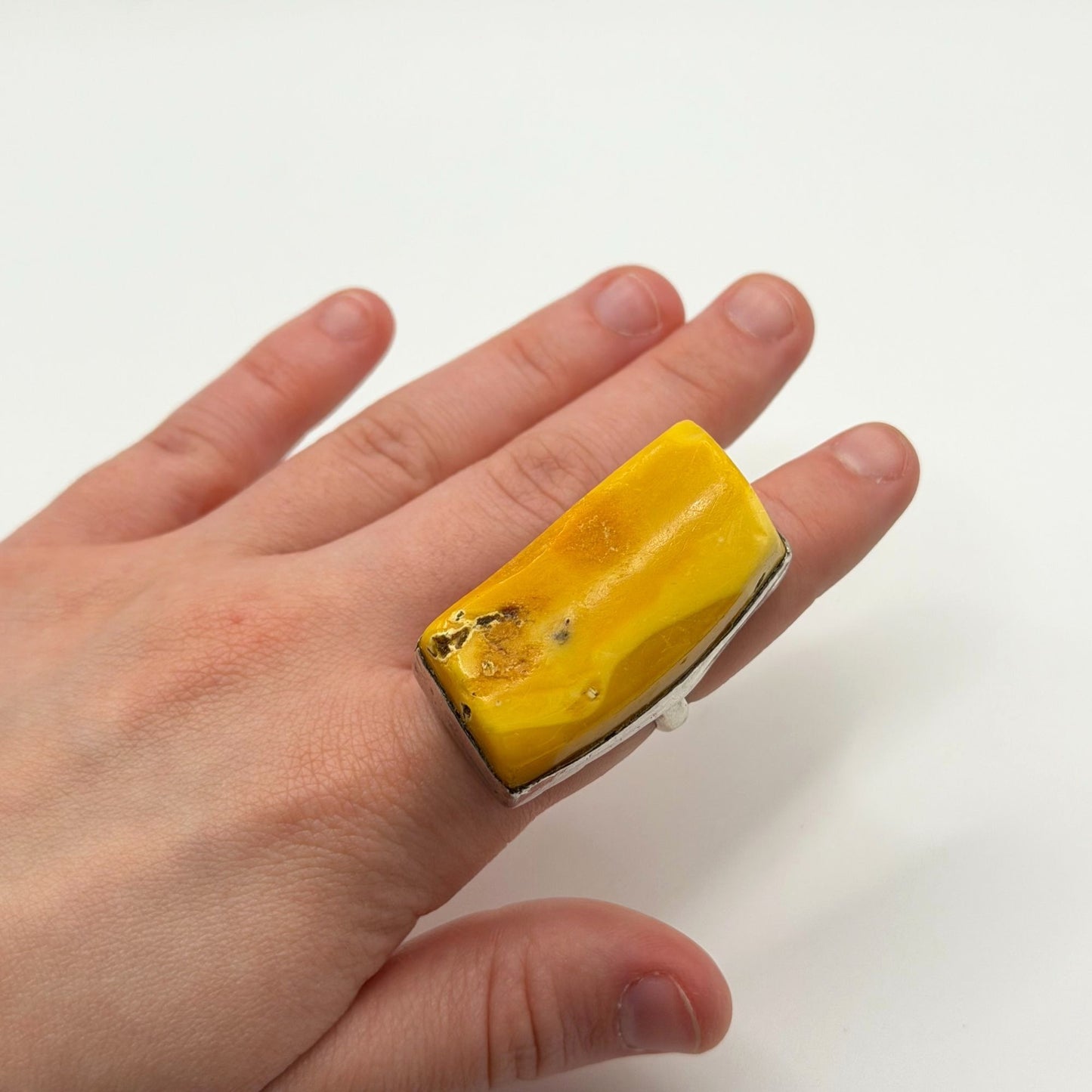 Vintage Poland Butterscotch Egg Yoke Amber Ring Size 4.5