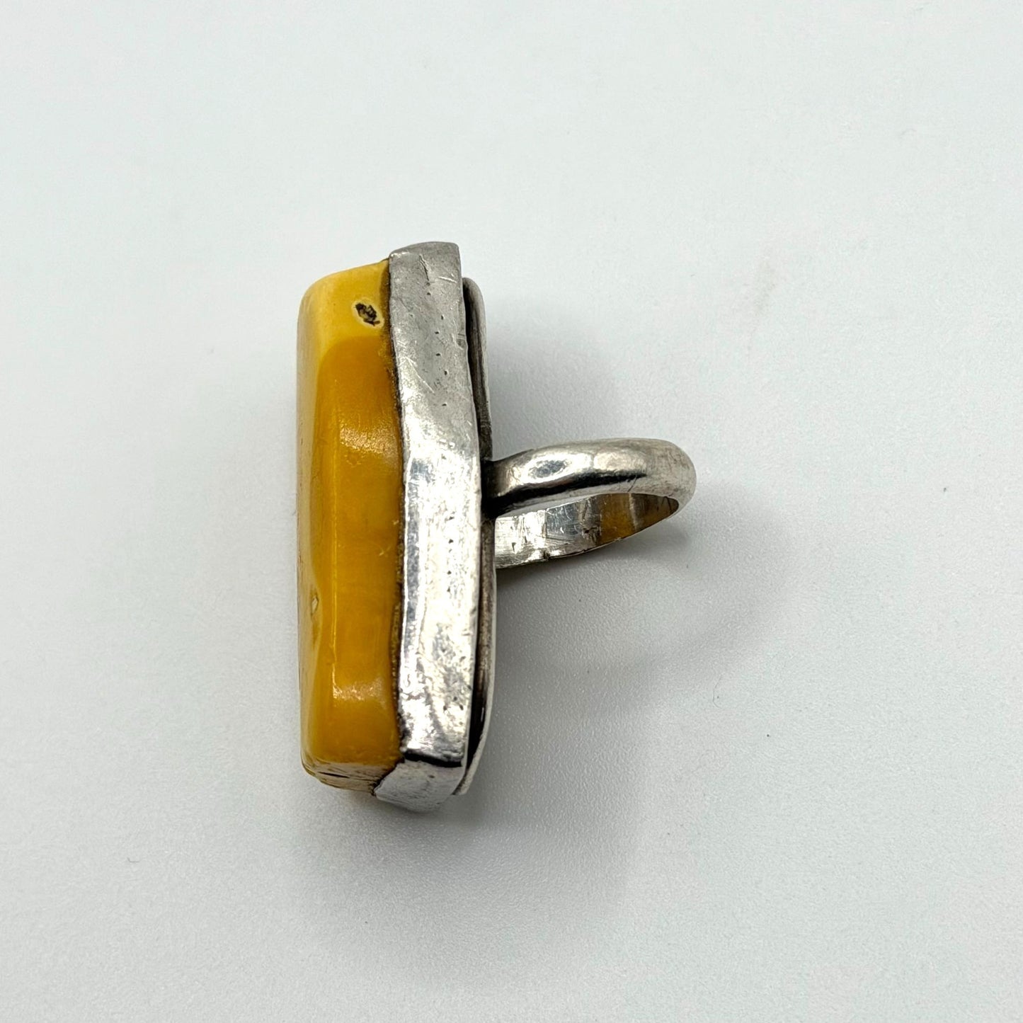 Vintage Poland Butterscotch Egg Yoke Amber Ring Size 4.5