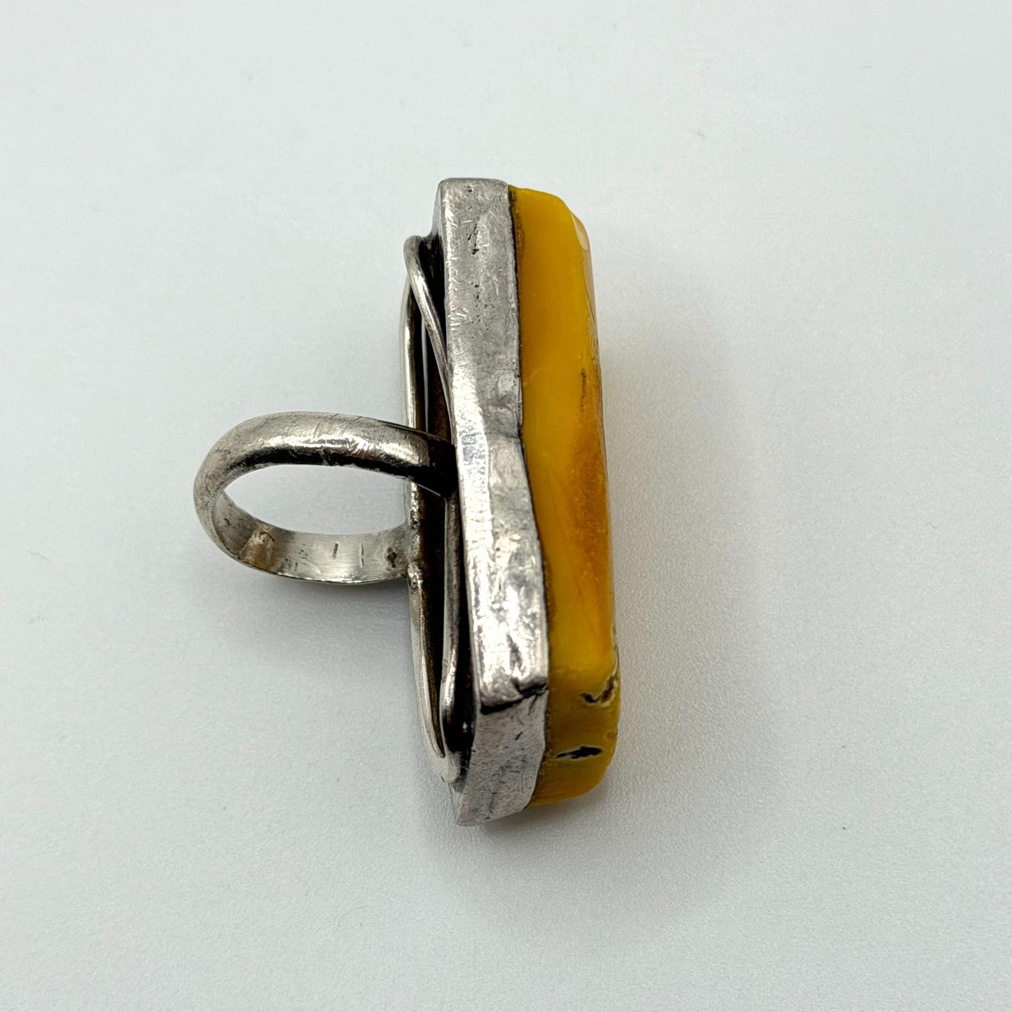 Vintage Poland Butterscotch Egg Yoke Amber Ring Size 4.5