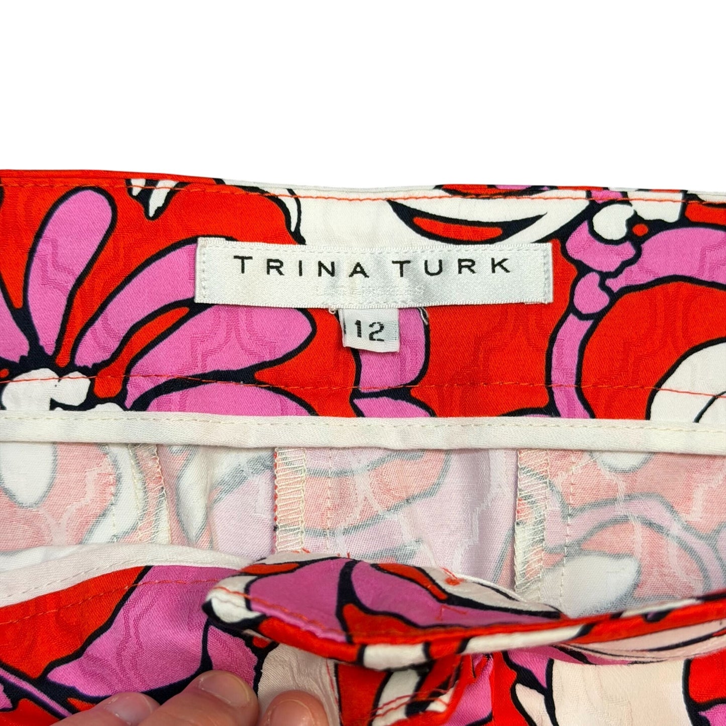 Trina Turk Floral Red & Pink Pants Size 12