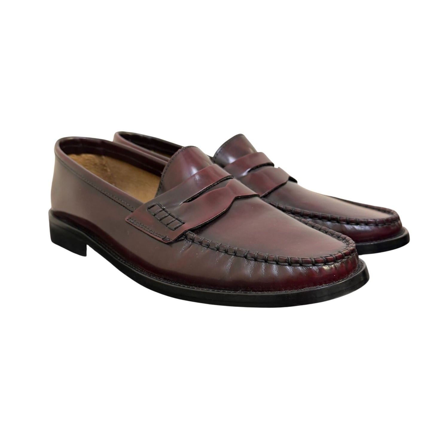 MNG Brown Leather Loafers Size 8.5 EU 39
