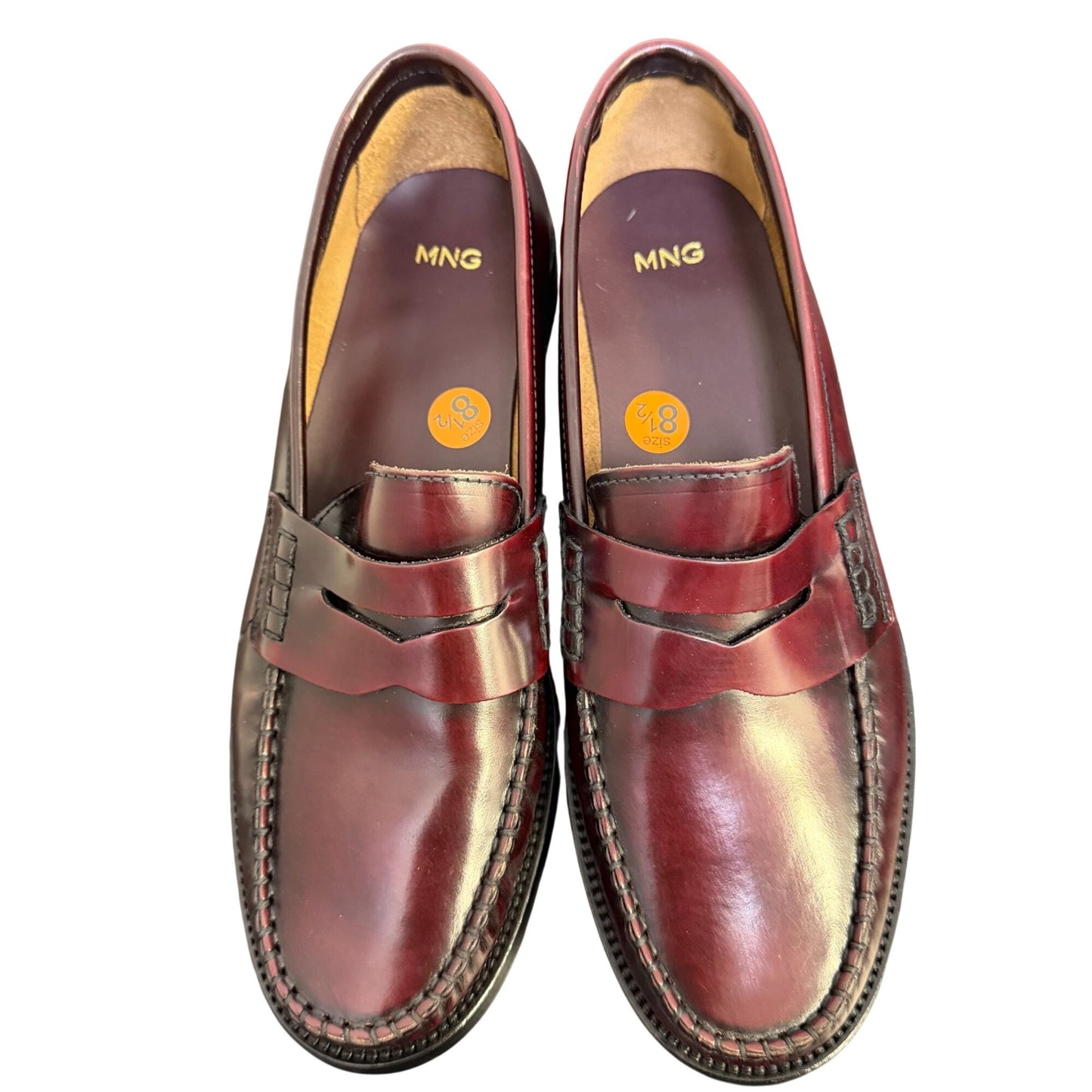 MNG Brown Leather Loafers Size 8.5 EU 39