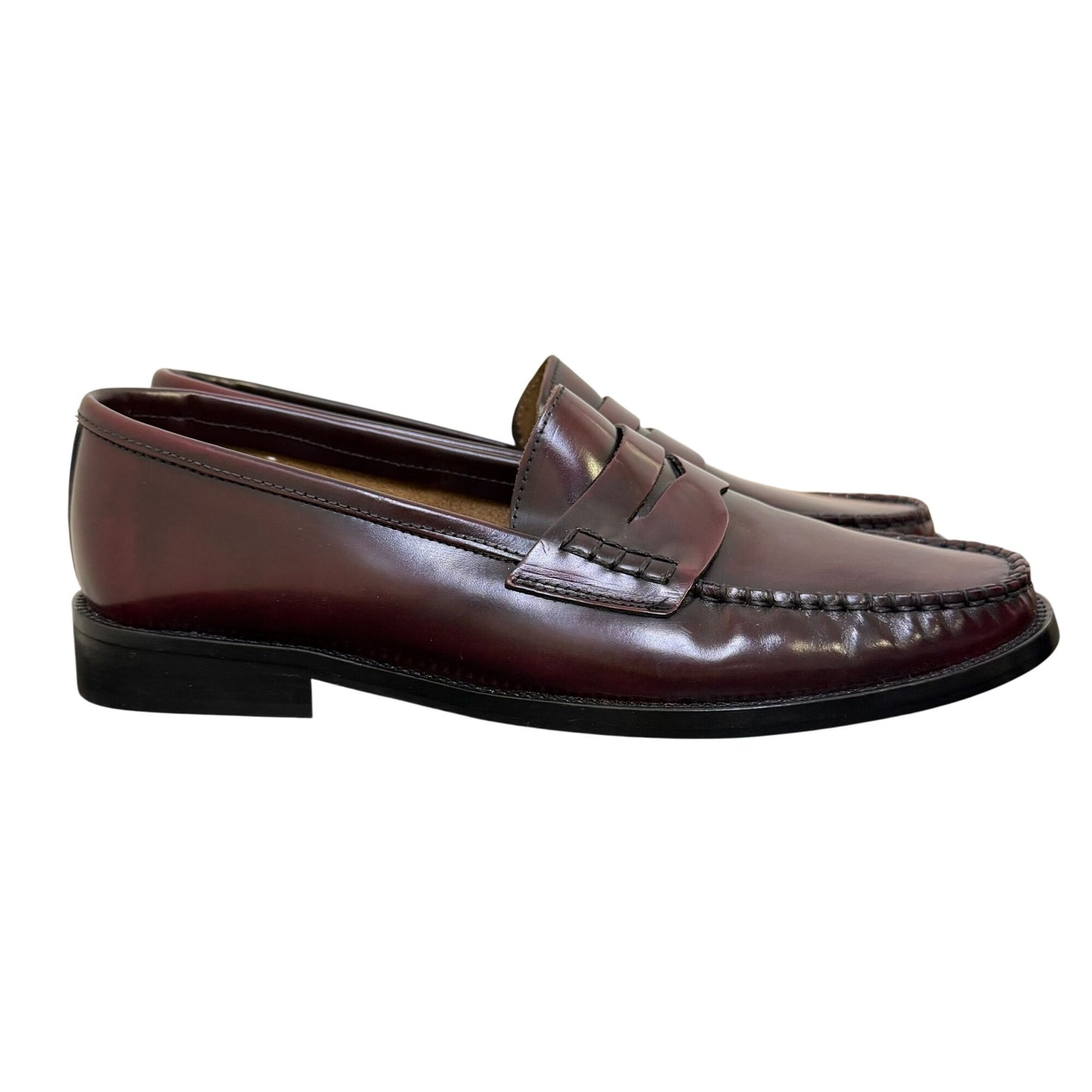 MNG Brown Leather Loafers Size 8.5 EU 39