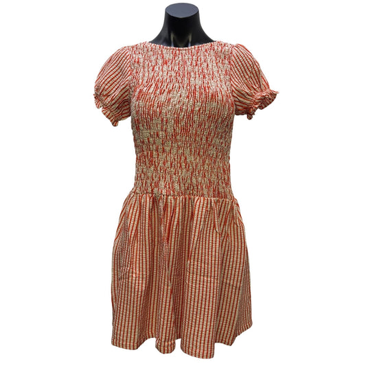 Maeve Anthropologie Smocked Red & White Striped Dress S