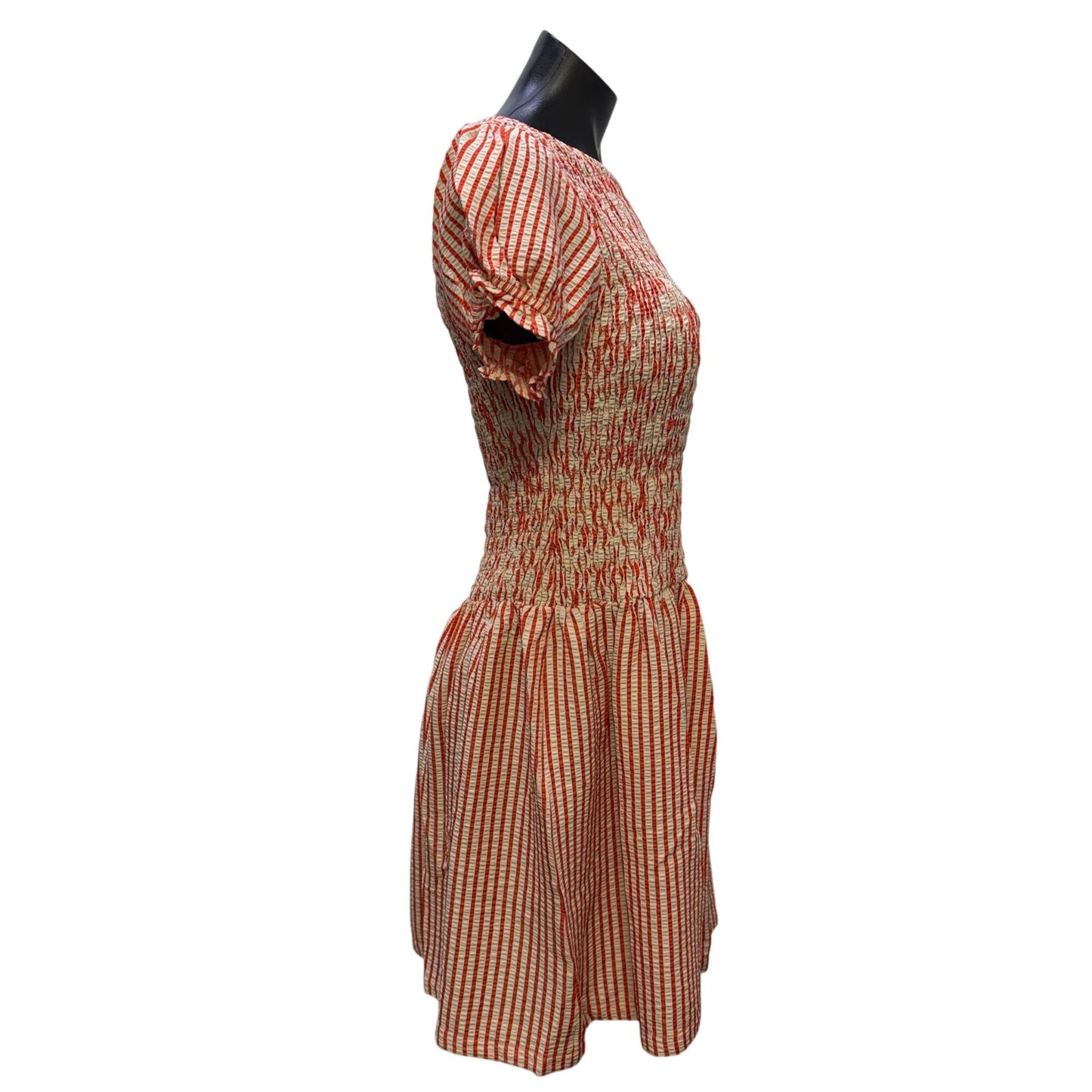 Maeve Anthropologie Smocked Red & White Striped Dress S