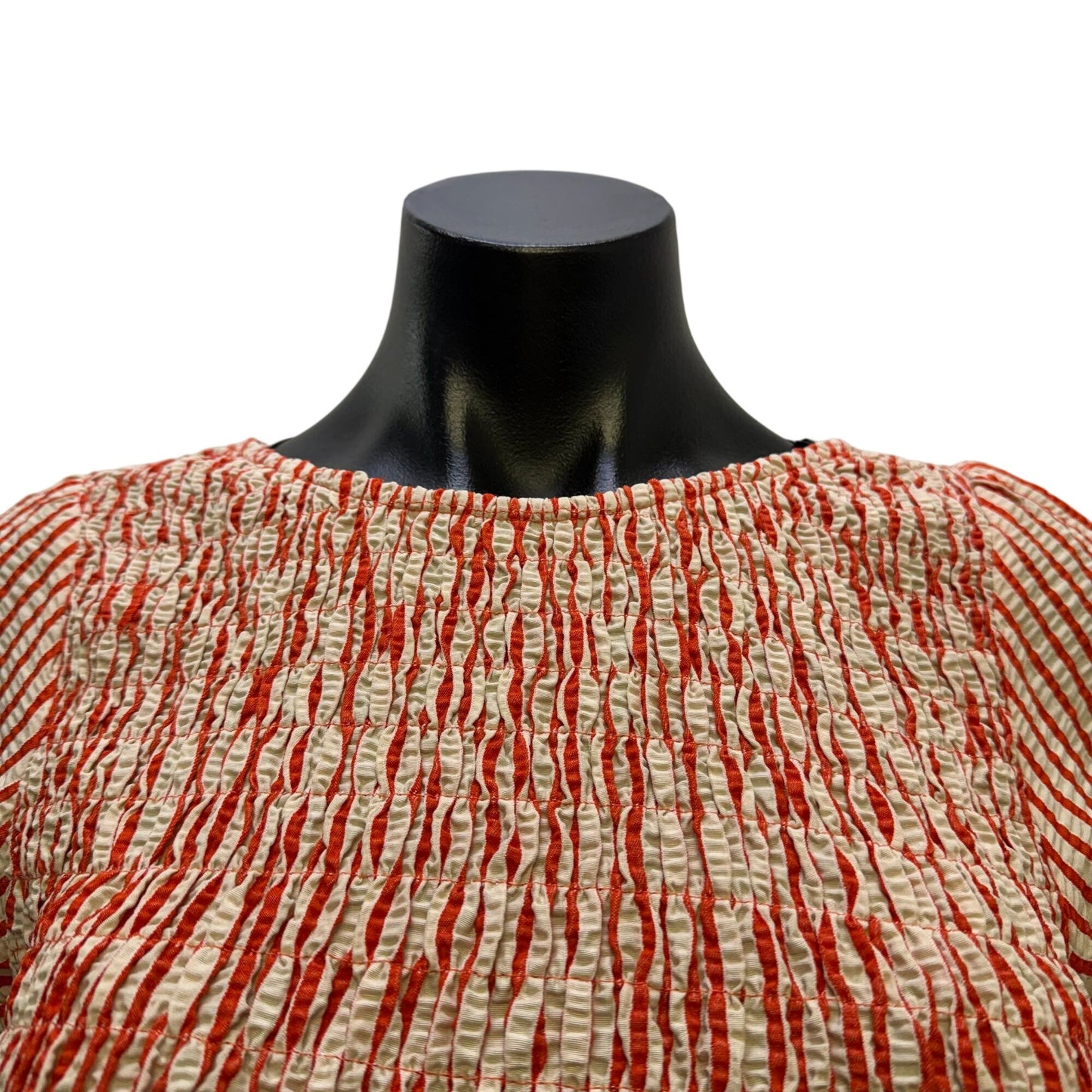 Maeve Anthropologie Smocked Red & White Striped Dress S