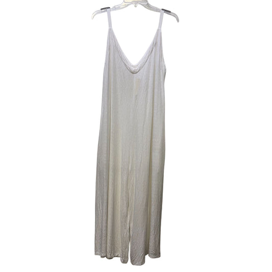 Myrah Penaloza White Linen Jumpsuit Wide-Leg Design Size S