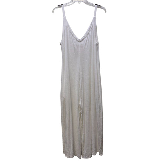 Myrah Penaloza White Linen Jumpsuit Wide-Leg Design Size S