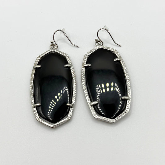 Kendra Scott Elle Silver Tone Black Stone Drop Earrings