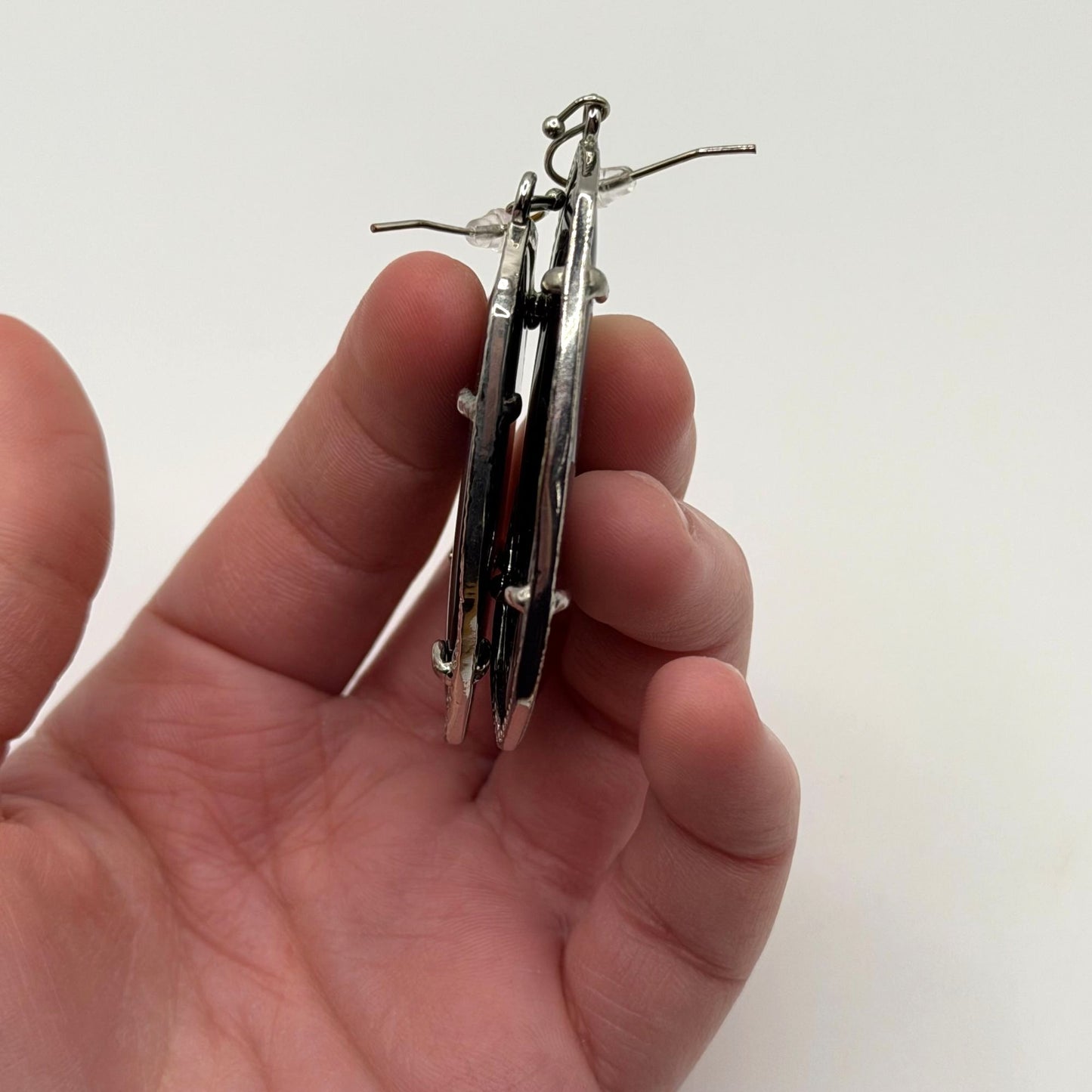 Kendra Scott Elle Silver Tone Black Stone Drop Earrings