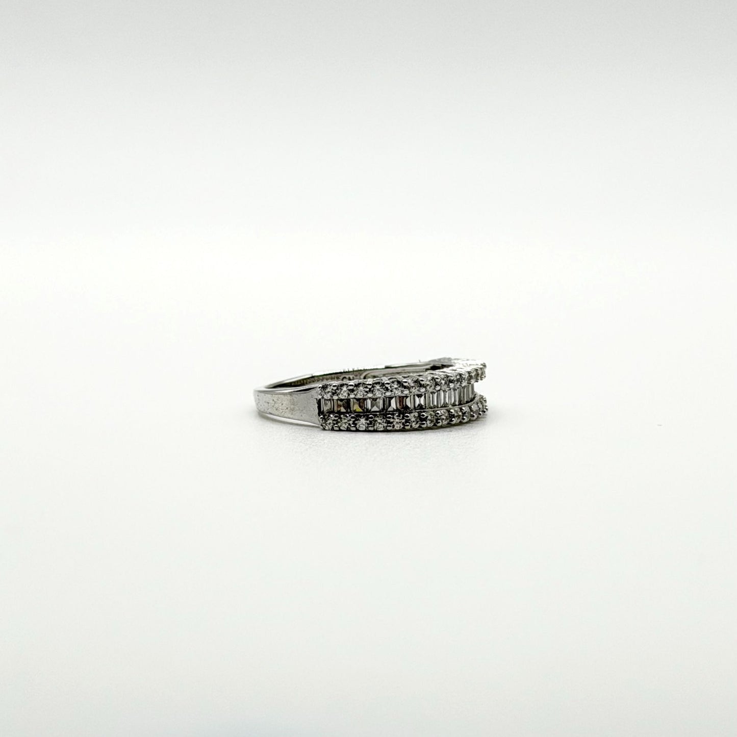 YGI 925 Sterling Silver Baguette & Round CZ Eternity Band Ring 9