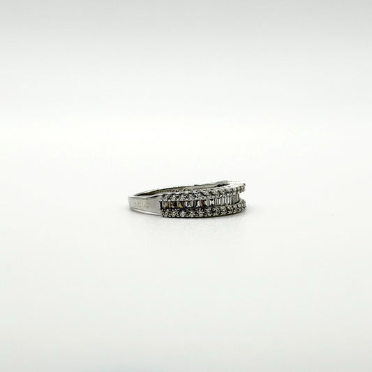 YGI 925 Sterling Silver Baguette & Round CZ Eternity Band Ring 9