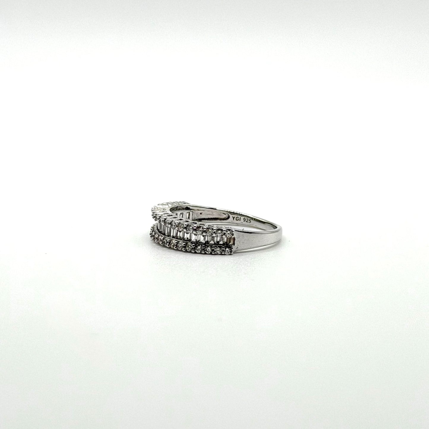 YGI 925 Sterling Silver Baguette & Round CZ Eternity Band Ring 9