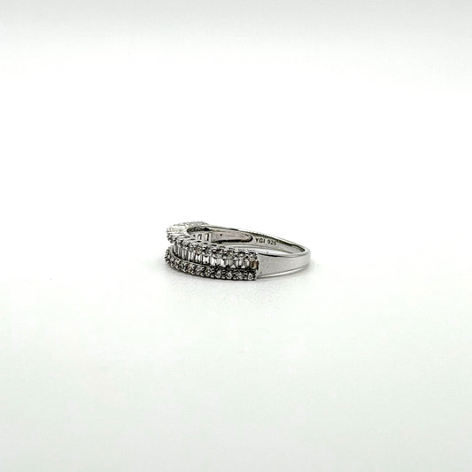 YGI 925 Sterling Silver Baguette & Round CZ Eternity Band Ring 9