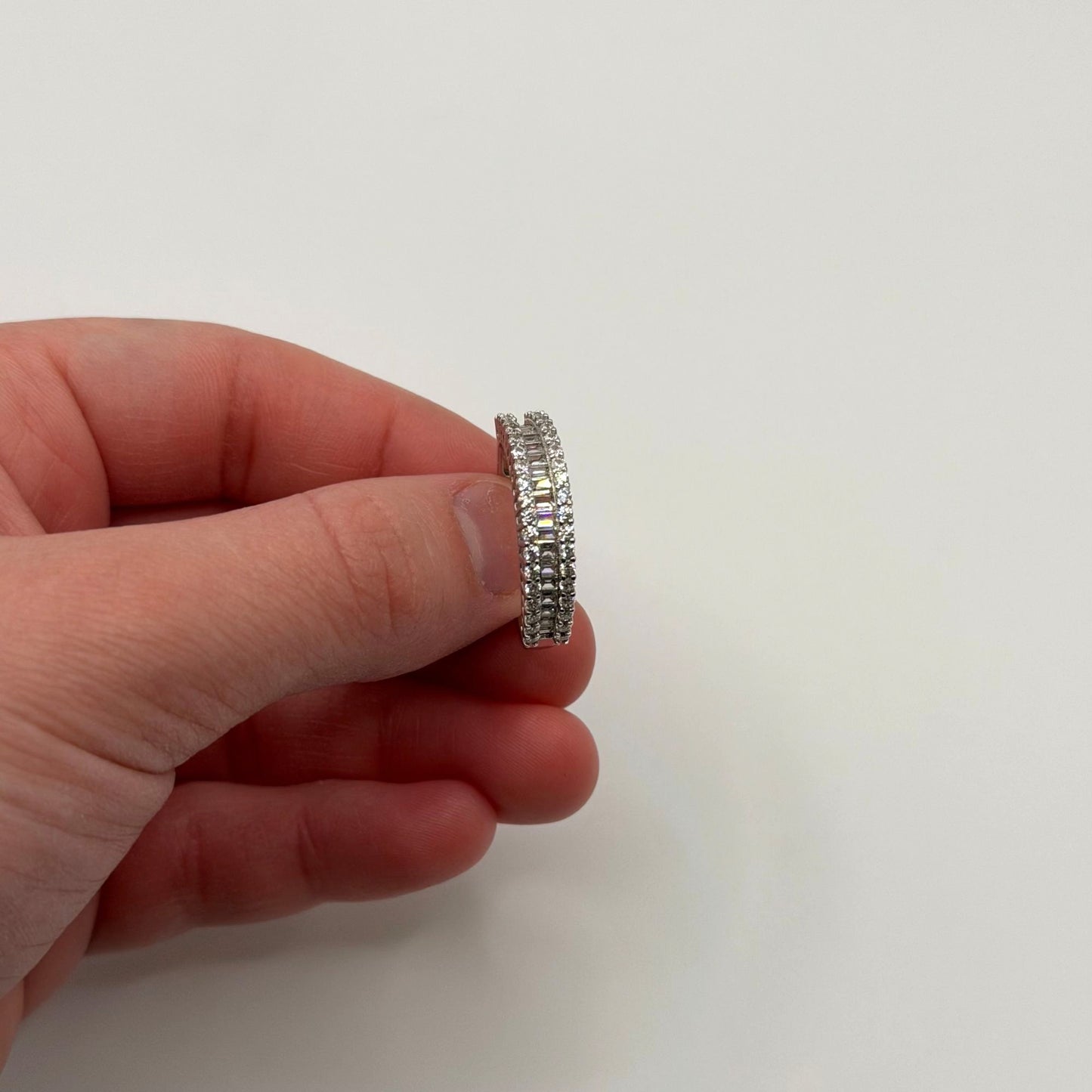 YGI 925 Sterling Silver Baguette & Round CZ Eternity Band Ring 9