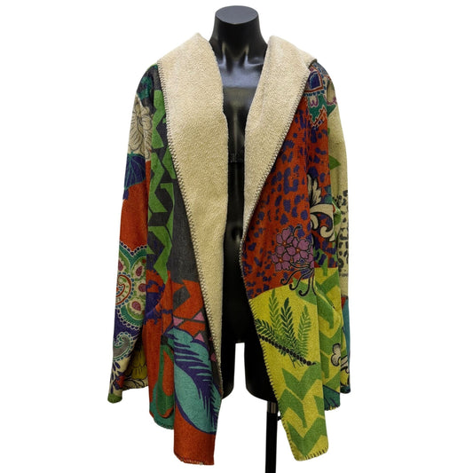 Johnny Was Hooded Cardigan With Multicolor Floral Print Size XL