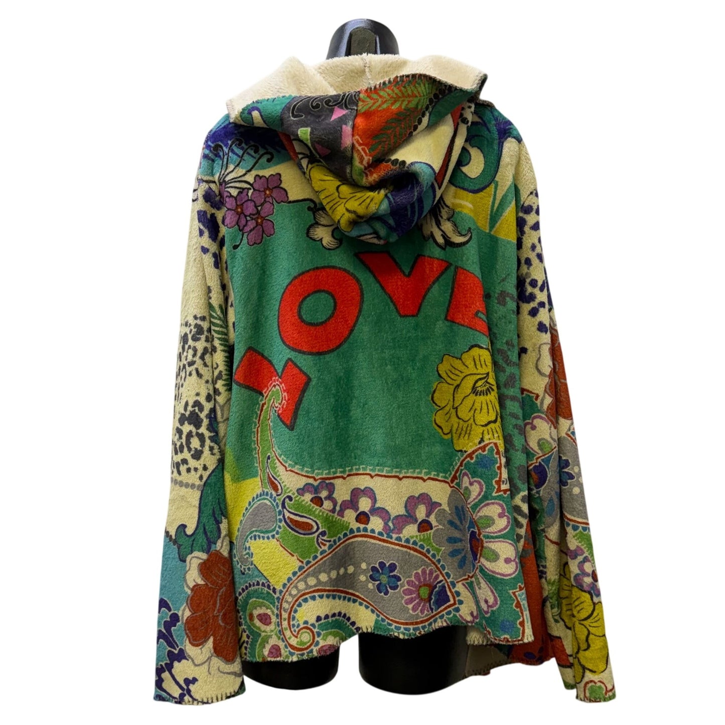 Johnny Was Hooded Cardigan With Multicolor Floral Print Size XL