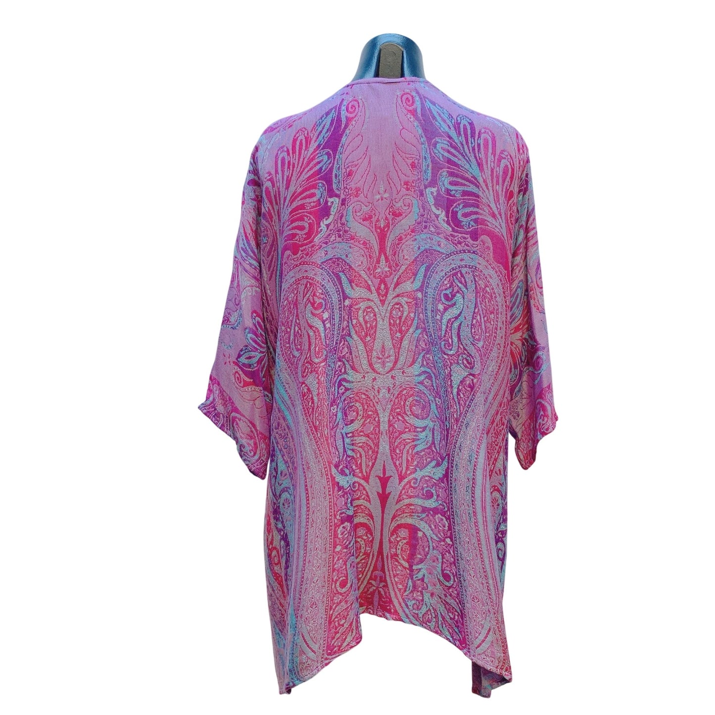 Soft Surroundings Womens Paisley Beaded Open Front Kimono Jacket S/M India