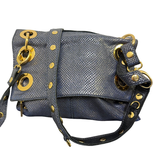 Hammitt Los Angeles Navy & Black Leather Crossbody Bag With Snake-Embossed