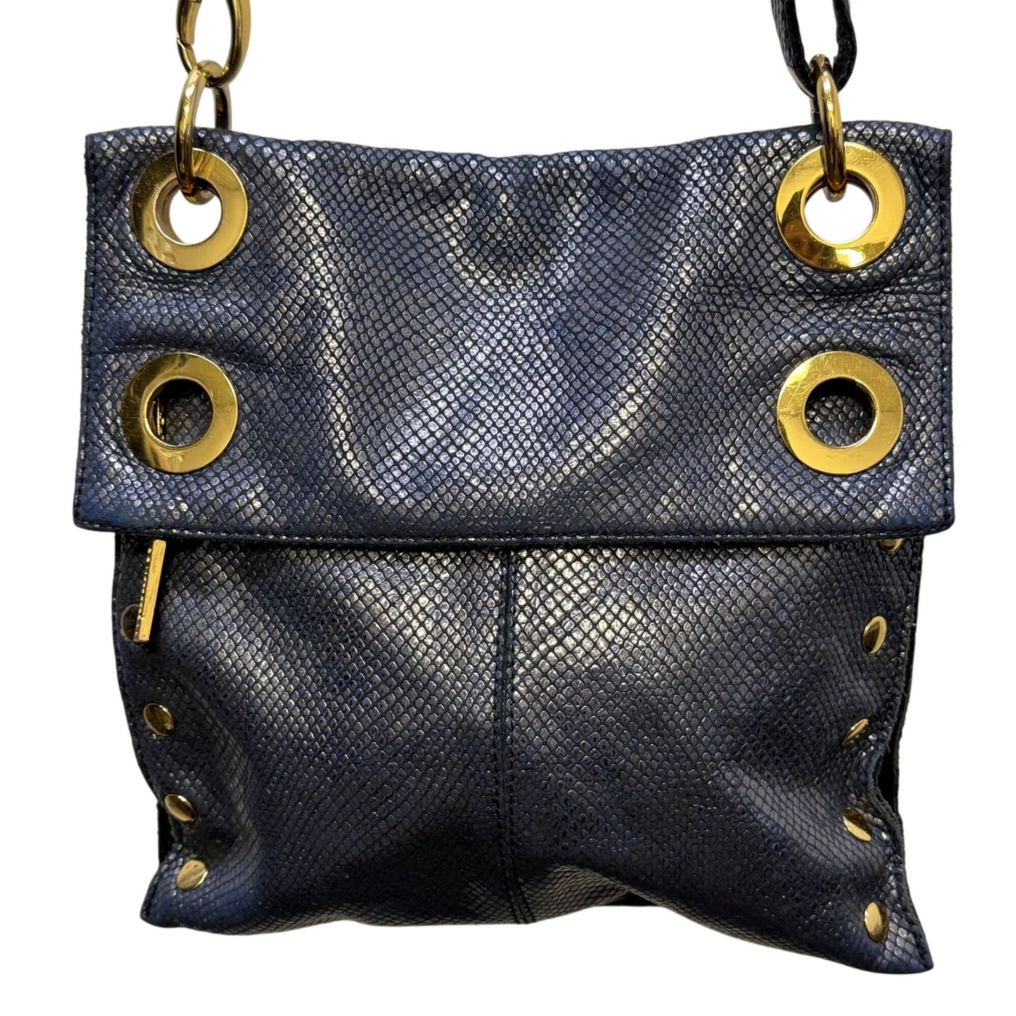 Hammitt Los Angeles Navy & Black Leather Crossbody Bag With Snake-Embossed