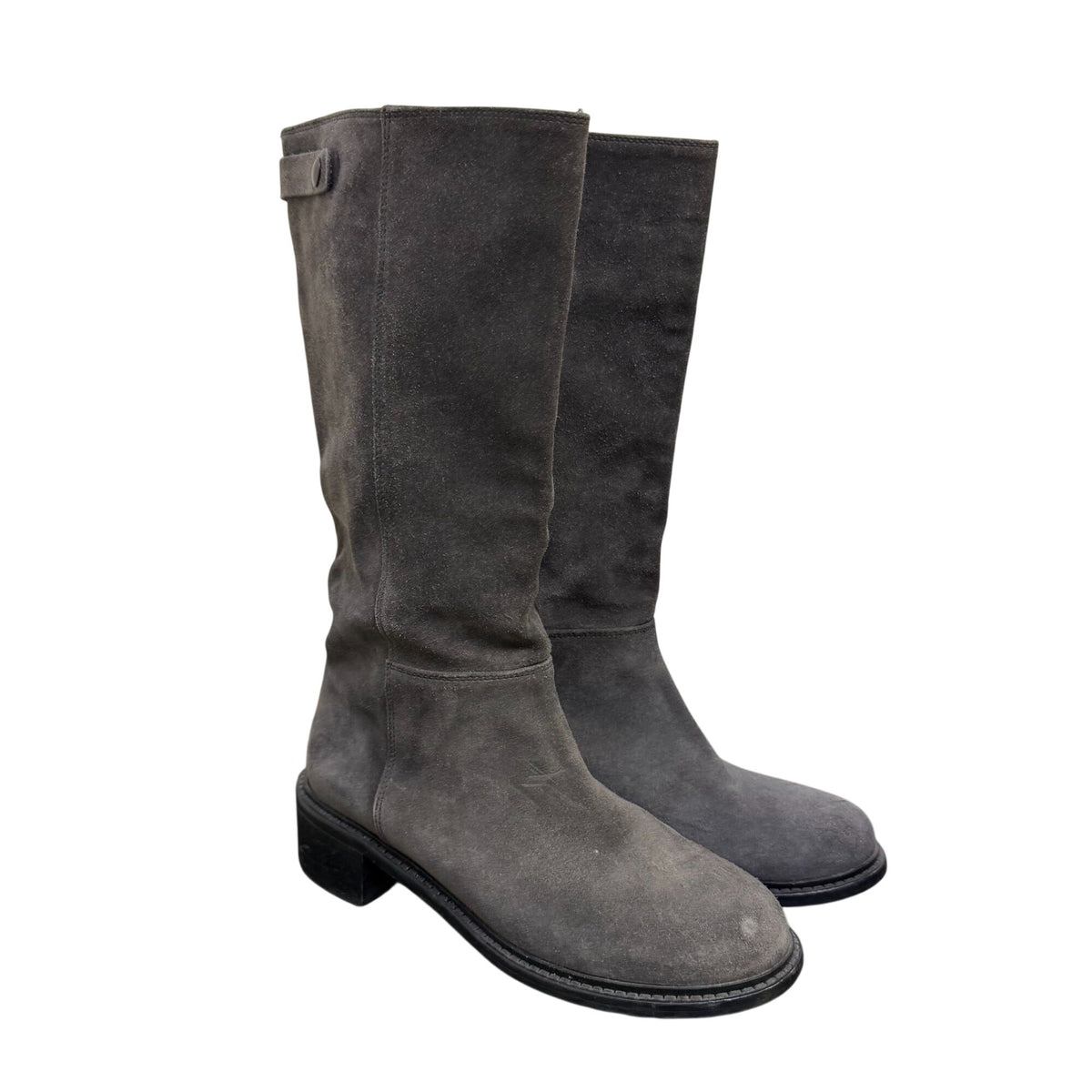 Vince Gray Knee-High Leather Suede Boots 8