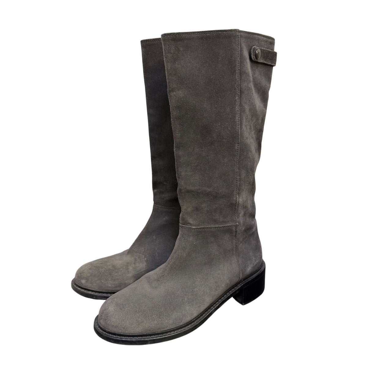 Vince Gray Knee-High Leather Suede Boots 8