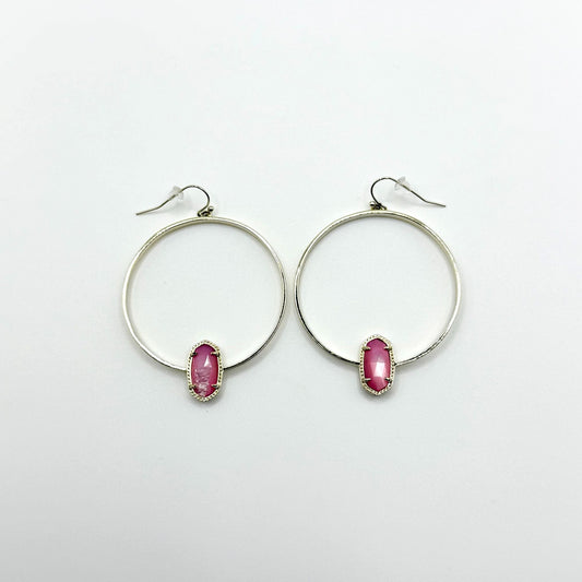Kendra Scott Gold-Tone Hoop Earrings With Pink Stone Accent