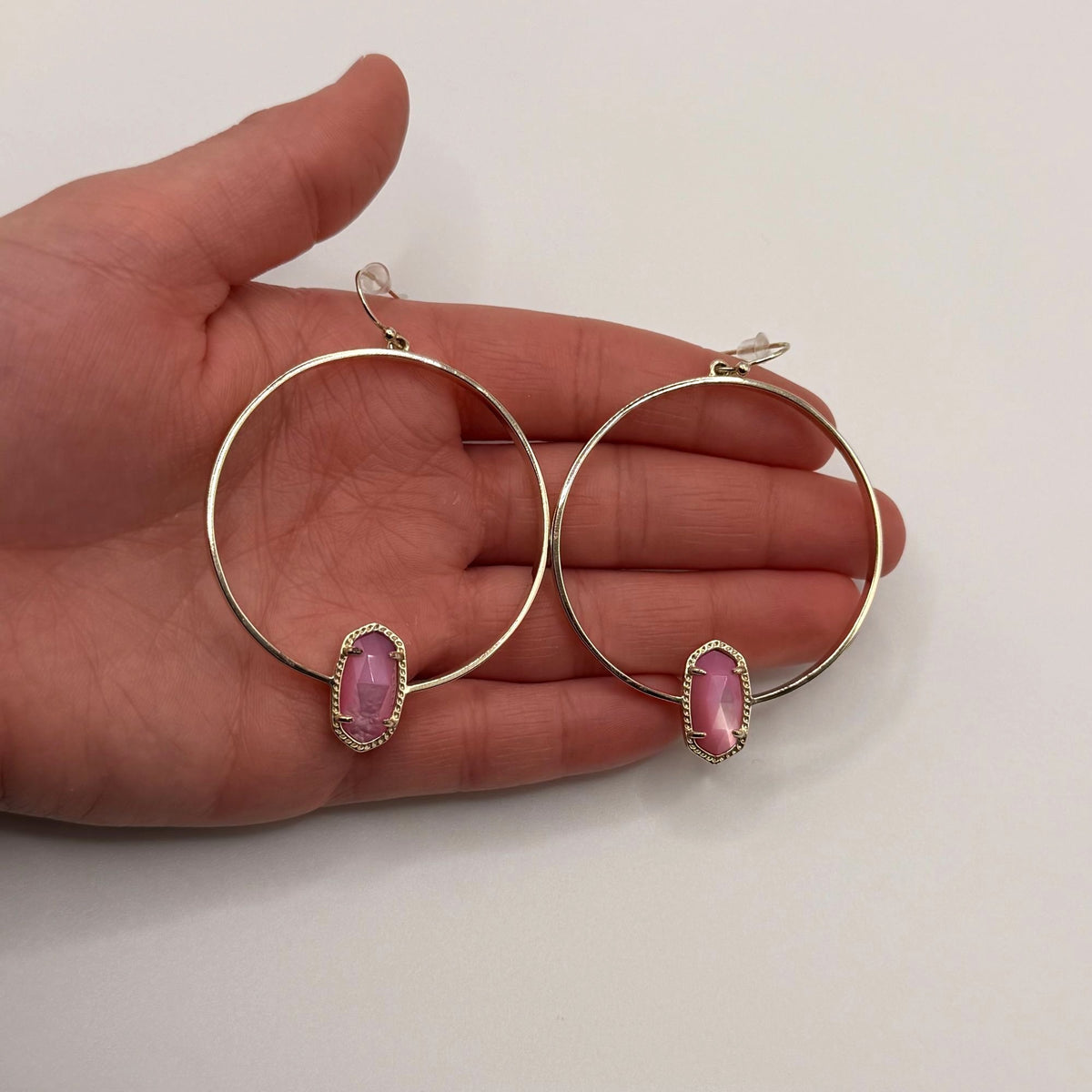 Kendra Scott Gold-Tone Hoop Earrings With Pink Stone Accent